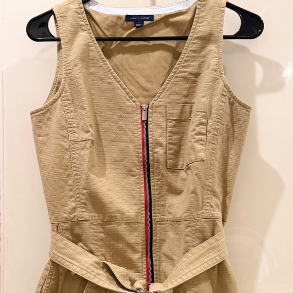 Tommy Hilfiger Khaki Sleeveless Shirt Dress with Belt in  Size 4 - Picture 1 of 6